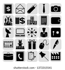 Set of 25 business symbols of icons. Collection. Detailed design. Vector Illustration.