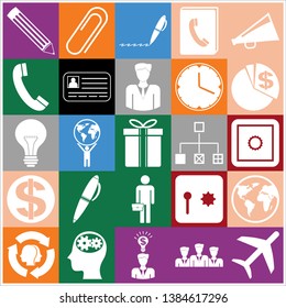 Set of 25 business symbols of icons. Collection. Flat design. Vector Illustration.