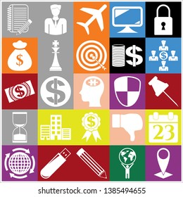 Set of 25 business symbols of icons. Collection. Flat design. Vector Illustration.