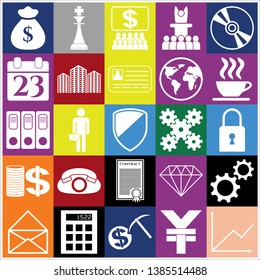 Set of 25 business symbols of icons. Collection. Flat design. Vector Illustration.