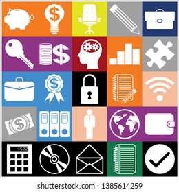 Set of 25 business symbols of icons. Collection. Flat design. Vector Illustration.