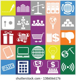 Set of 25 business symbols of icons. Collection. Detailed design. Vector Illustration.