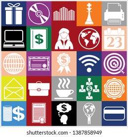 Set of 25 business symbols of icons. Collection. Flat design. Vector Illustration.