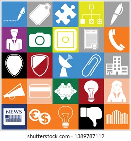 Set of 25 business symbols of icons. Collection. Detailed design. Vector Illustration.