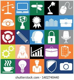Set of 25 business symbols of icons. Collection. Flat design. Vector Illustration.
