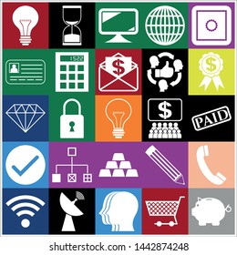 Set of 25 business symbols of icons. Collection. Flat design. Vector Illustration.
