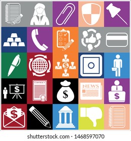 Set of 25 business symbols of icons. Collection. Flat design. Vector Illustration.