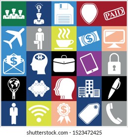 Set of 25 business symbols of icons. Collection. Detailed design. Vector Illustration.