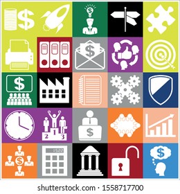 Set of 25 business symbols of icons. Collection. Amazing desing. Vector Illustration.