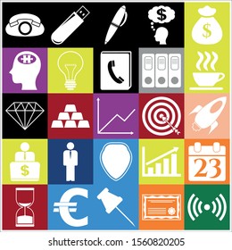 Set of 25 business symbols of icons. Collection. Flat design. Vector Illustration.