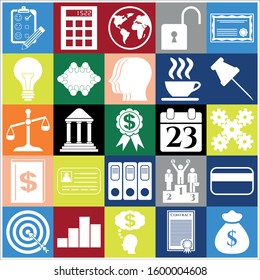 Set of 25 business symbols of icons. Collection. Flat design. Vector Illustration.