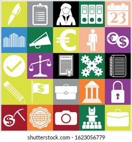 Set of 25 business symbols of icons. Collection. Flat design. Vector Illustration.