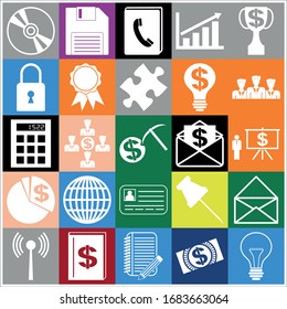 Set of 25 business symbols of icons. Collection. Amazing desing. Vector Illustration.