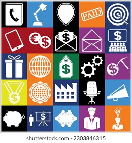 Set of 25 Business symbols or icons. Concept design. 