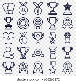 Set of 25 champion outline icons such as medal, trophy