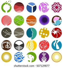 Set of 25 circular icons