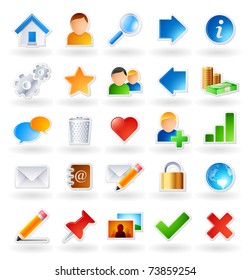 Set of 25 colored icons for websites and online communities