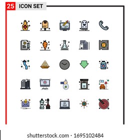 Set of 25 Commercial Filled line Flat Colors pack for scary; halloween; kitchen; ghost; display Editable Vector Design Elements