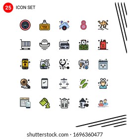 Set of 25 Commercial Filled line Flat Colors pack for animal; camel; cloud; flower; eight Editable Vector Design Elements