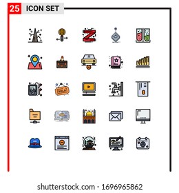 Set of 25 Commercial Filled line Flat Colors pack for stick; gaming; accessories; game; scarf Editable Vector Design Elements