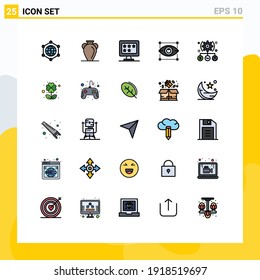 Set of 25 Commercial Filled line Flat Colors pack for todo; eye; business; designing; creativity Editable Vector Design Elements