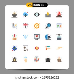 Set of 25 Commercial Flat Colors pack for creative; police; vision; danger; social Editable Vector Design Elements