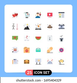 Set of 25 Commercial Flat Colors pack for play; computer; monitoring; monitor; sport Editable Vector Design Elements
