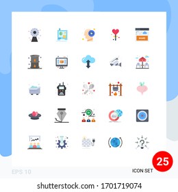 Set of 25 Commercial Flat Colors pack for sharing; interface; mind; valentine; love Editable Vector Design Elements