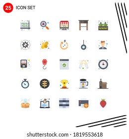 Set of 25 Commercial Flat Colors pack for agriculture; drawer; bug; desk; store Editable Vector Design Elements