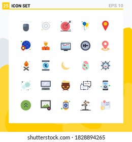 Set of 25 Commercial Flat Colors pack for finance; school; optimization; location; decoration Editable Vector Design Elements