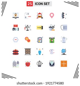 Set of 25 Commercial Flat Colors pack for pin; location; development; play; kindergarten Editable Vector Design Elements