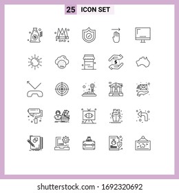 Set of 25 Commercial Lines pack for imac; devices; security; computer; gesture Editable Vector Design Elements