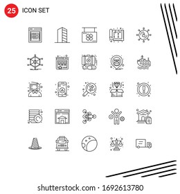 Set of 25 Commercial Lines pack for home; architect; landscape; sign; hanging Editable Vector Design Elements