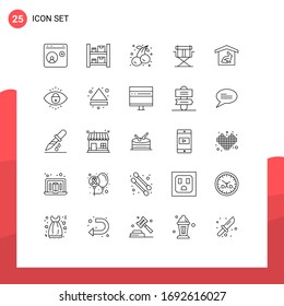 Set of 25 Commercial Lines pack for house; directors; warehouse; director; fruit Editable Vector Design Elements
