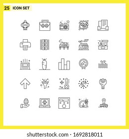 Set of 25 Commercial Lines pack for outbox; storage; toolkit; seo; firewall Editable Vector Design Elements