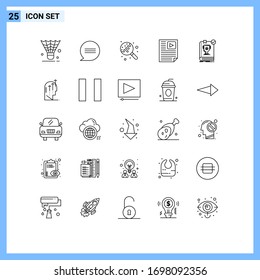 Set of 25 Commercial Lines pack for book; report; candy; paper; data Editable Vector Design Elements