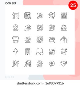Set of 25 Commercial Lines pack for explore; fathers day; present; father; balloon Editable Vector Design Elements