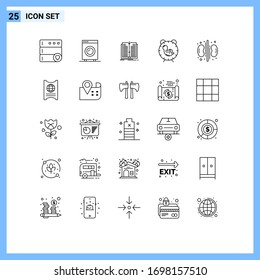 Set of 25 Commercial Lines pack for care; birth; application; baby; delivery Editable Vector Design Elements