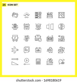 Conjunto de 25 líneas comerciales para la foto; cosecha; participación; alimentos; elementos de diseño de vectores editables de granja
