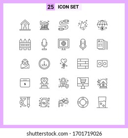 Set of 25 Commercial Lines pack for money; banking; cable; left; arrow Editable Vector Design Elements
