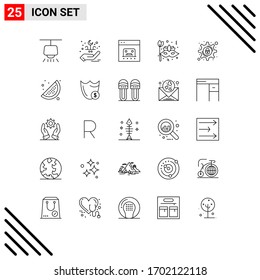 Set of 25 Commercial Lines pack for cyber crime; face; business; carnival; mask Editable Vector Design Elements