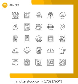 Set of 25 Commercial Lines pack for rocket; space; accounting; space ship; inbox Editable Vector Design Elements