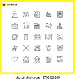 Set of 25 Commercial Lines pack for a+; truck; info; transport; time Editable Vector Design Elements