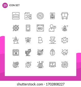 Set of 25 Commercial Lines pack for laptop; shopping; programmer; sale; commerce Editable Vector Design Elements