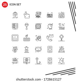 Set of 25 Commercial Lines pack for dslr; digital; ebook; camera; electronic Editable Vector Design Elements
