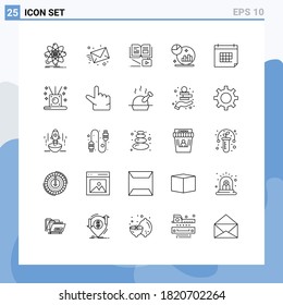 Conjunto de 25 líneas comerciales para cita; cultivado; web; gráfico; elementos de diseño de vectores editables de educación