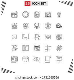 Set of 25 Commercial Lines pack for laptop; e; ux; drop shipper; scale Editable Vector Design Elements