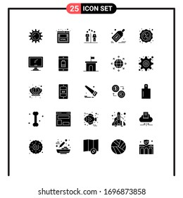 Set mit 25 handelsüblichen Solid-Glyphen-Packungen zu je einem Prozent; Diskont; Frauen; Tag; Design-Elemente für bearbeitbare Vektorillustrationen