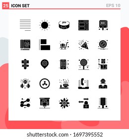 Conjunto de 25 paquetes comerciales de glifos sólidos para competir; subasta; panorámica; usuario; elementos de diseño de vectores editables a la derecha