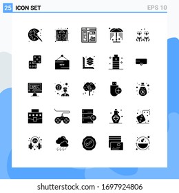 Set of 25 Commercial Solid Glyphs pack for mom; jewel; graphic; diamond; water Editable Vector Design Elements